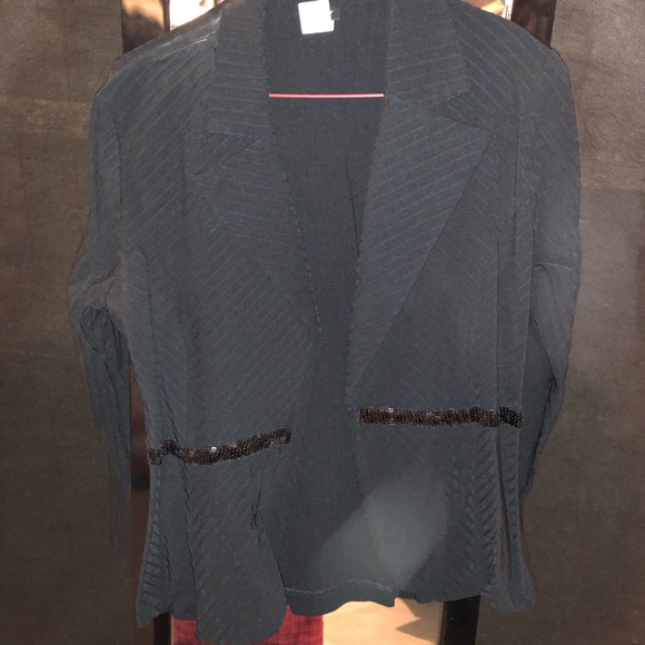 Vanity Black Pleated Suit Jacket - Picture 1 of 5